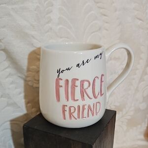 White Mug with Pink 'Fierce Friend' Design